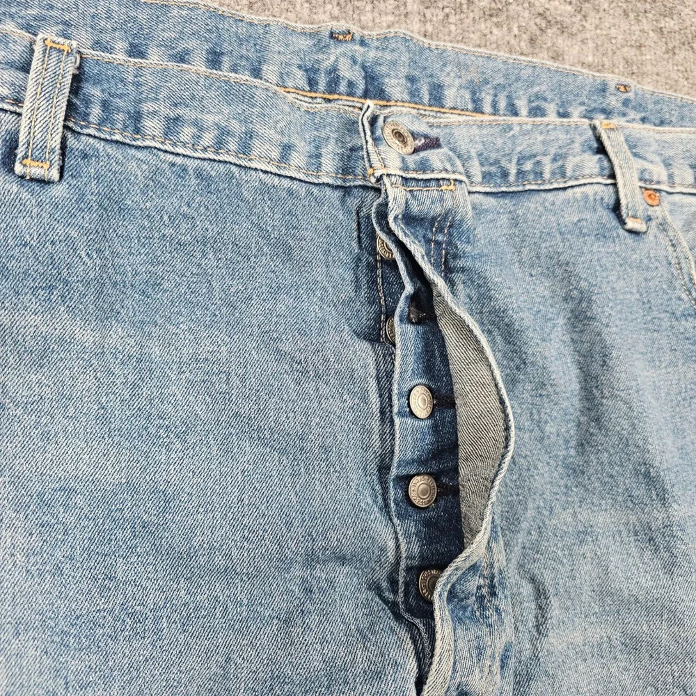 Levis Premium 501 Button Fly Denim Shorts Mens 50 Medium Wash Jean Cutoff 8